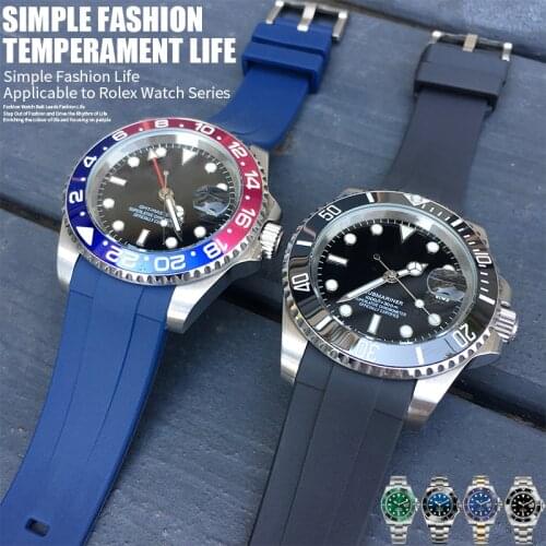 19mm 20mm 21mm Rubber Silicone Watch Strap Needle Buckle Watchband Suitable for Role Submariner OYSTERFLEX Daytona GMT Watch