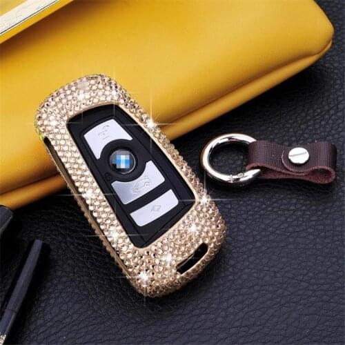 Luxury Diamond bling Aluminum Alloy car key case cover/ key shell for BMW 1 2 3 4 5 6 series X3 X4 Car Smart Remote Key Cover
