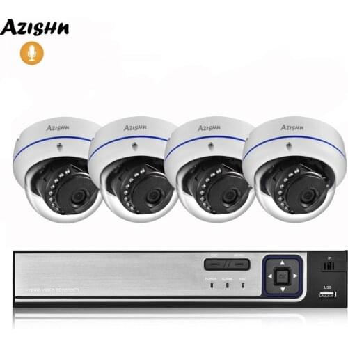AZISHN H.265 4CH 5MP POE NVR Security System 5MP 3MP 2MP Audio Record IP Cam IR Night Vision Onvif CCTV Video Surveillance Kit