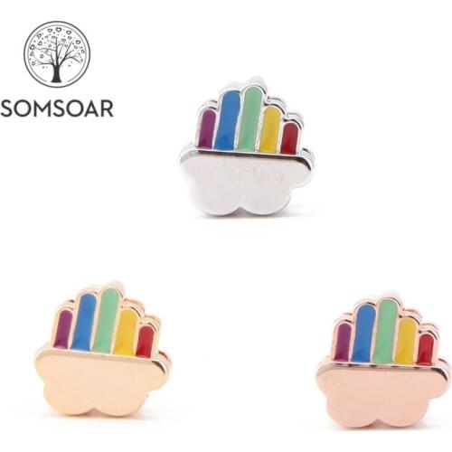 Somsoar Jewelry rainbow cloud DIY Slide Charms fit 10mm Mesh Bracelet and Leather Wrap Bracelet Bands