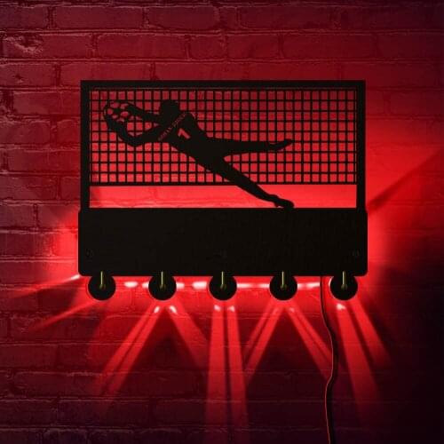 Goalkeeper Custom Design Color Changeable LED Lighting Wall Hook Coat Hanger Clothes Robe Towel Hook Keys Holder Household Decor