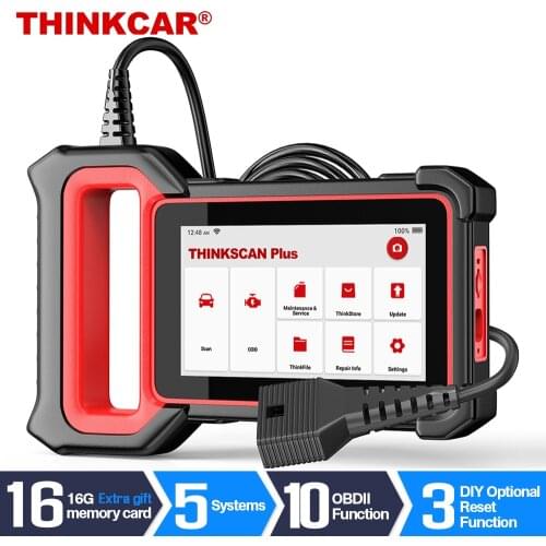 THINKCAR OBD2 Auto Scanner 5 System Engine Transmission ABS SRS TPMS Oil Reset Coder Reader OBDII Diagnostic Thinkscan Plus S4