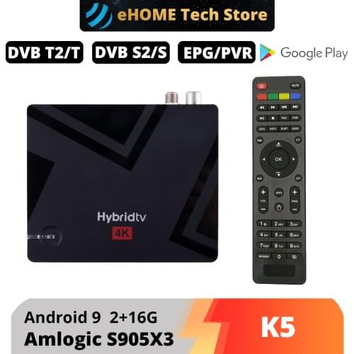 Mecool K5 Android Box DVB S2 DVB T2 Amlogic S905X3 Android 9.0 Quad Core 2GB 16GB DVB T2 S2 4K Dual Wifi PVR Recording TV Box