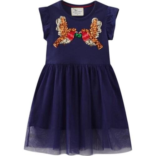 Princess Party Tutu Dresses With Beading Bird Cute Baby Mesh Clothes Short Sleeve Kids Frocks Toddler Dress