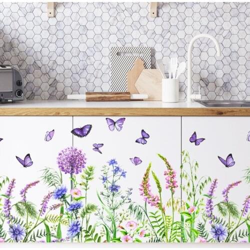 Plant Flower Dandelion Wall Sticker Landscape Butterfly Sticker for Living Room Bedroom Background Decor Window Cupboard Decals