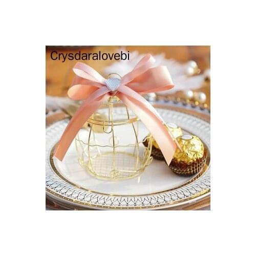 Gold Vintage Retro Bird Cage Candy Boxes Baby Shower Favor Gift Box Mini Metal for Guests Party Birthday Souvenir Material