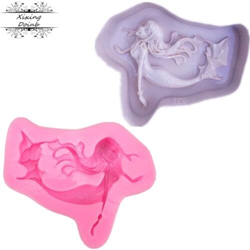 1Pcs Mermaid shape silicone jelly mold cake decoration tools candy chocolate fudge mold kitchen baking supplies