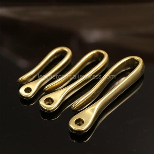 1pcs Solid Brass Belt U Hook Fob Clip Keychain Retro Vintage Key Ring Keychain Wallet Fish Hook 3 Sizes Available