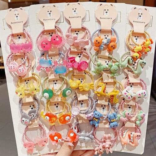 10PCS/Set New Girls Cute Cartoon Flower Small Scrunchie Lovely Rubber Bands Ponytail Holder Headband Fashion Hair Accessories