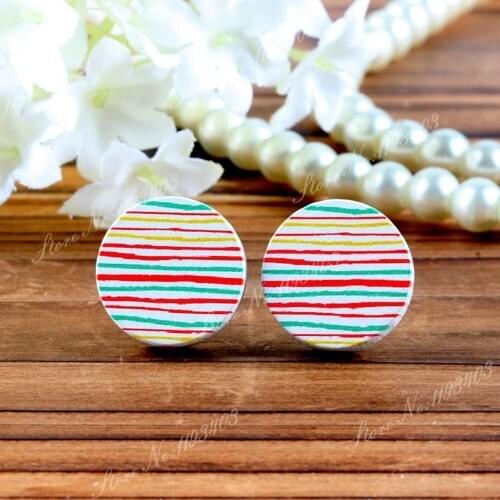 16mm stripe Round High Quality Photo Wood Laser Cut Cabochon to make Rings, Earrings, Bobby pin,Necklaces, Bracelets