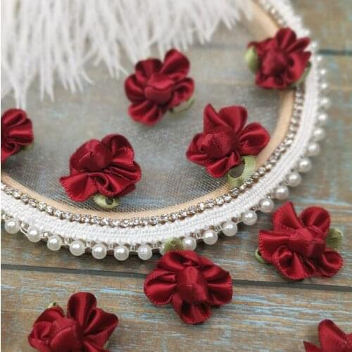 20 Pieces Hot Sale Burgundy Flower Lace Trim Craft Classical Lace Accessory Vintage Lace Applique Free Shipment