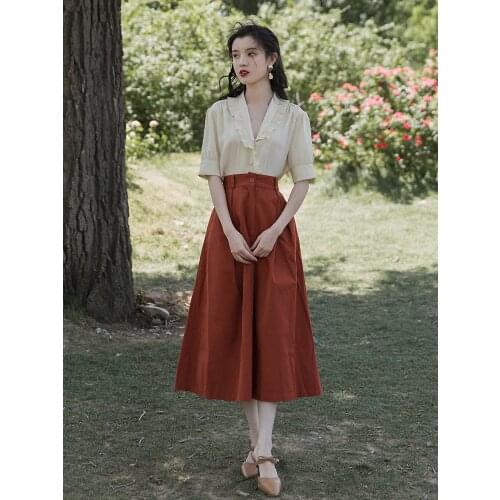 2020 new fashion womens clothing V-Neck Vintage 2 piece sets womens outfits