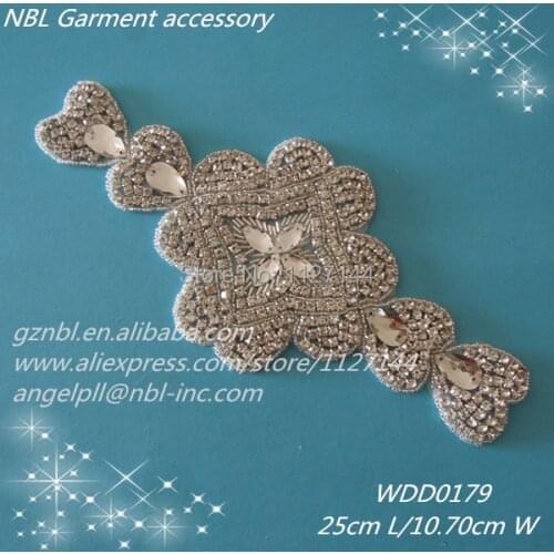 30 PIECES) crystal beaded rhinestone sash applique for wedding evening dress DIY iron on WDD0179