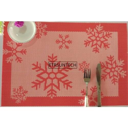 50Pcs/lot Creative Snowflake Dinner Placemats PVC Table Mat Dinnerware Kitchen Table Pads For Christmas