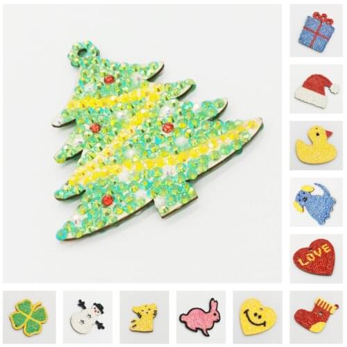 DIY Diamond Painting Pendant Christmas Tree Pendant Full Drills Special Shape Cartoon Diamond Embroidery Decorations for Home