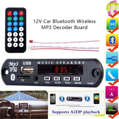 Car Audio Radio Module USB TF FM 7V 12V Bluetooth Wireless MP3 Decoder Board WMA with Remote Control For Car Accessories