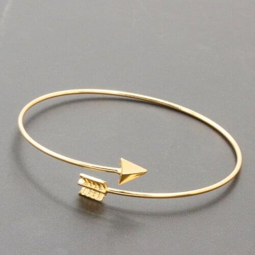 Thin Bands Golden Silver Plated Black Metallic Arrow Women Bracelets & Bangles