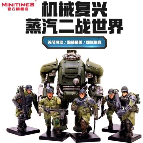 WWII Destroy Mech Special Forces Deformed Robot Model 1:18 Joint Action Figure Toy Approximately 9cm Two-Dimensional Assembly