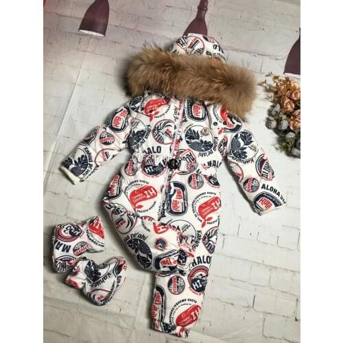 2019 Winter Jacket child jackets children jumpsuit snow suit girl boy letter limbing down romper ski suits outerwear