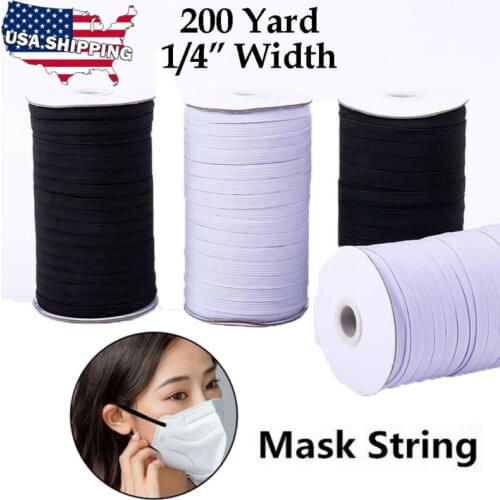 New 1/4 Inch KNITTED ELASTIC Band for Face Cover 200 Yards Sewing Cord String 6mm
