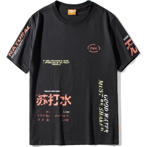 Soda Water Printed Men T shirts Harajuku Streetwear Loose O-neck Fashion Hip Hop T-shirt Short Sleeve Mens Tshirts Tops Tees