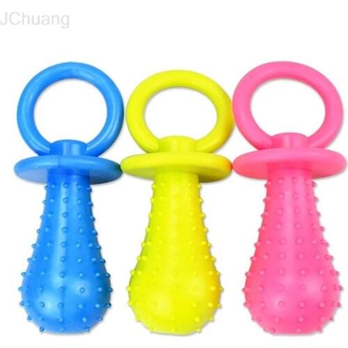 Dog Toys Pet Chewing Toy Rubber Molar Pet Toy Sounding Teat Nipple Shape Teething Train Random Color