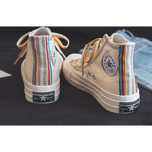 High-Top Canvas Shoes Women All-match 2021 Summer Ins Fashion Sneakers Retro Casual Shoes Girls Beige Black Low Comemore