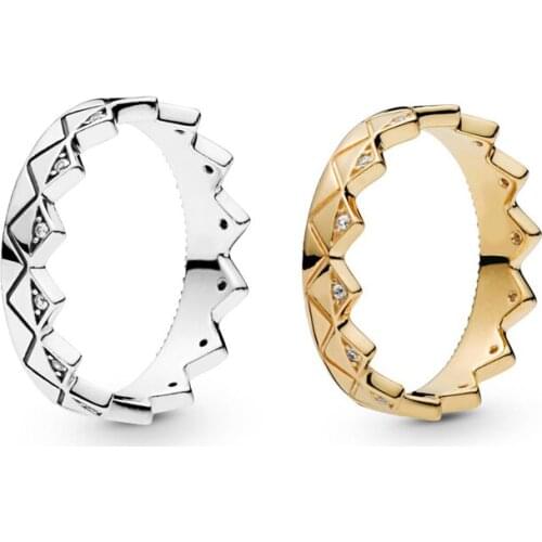 Free shipping Authentic 925 Sterling Silver Geometric Crown Rings For Women DIY Jewelry S925 European Original Ring