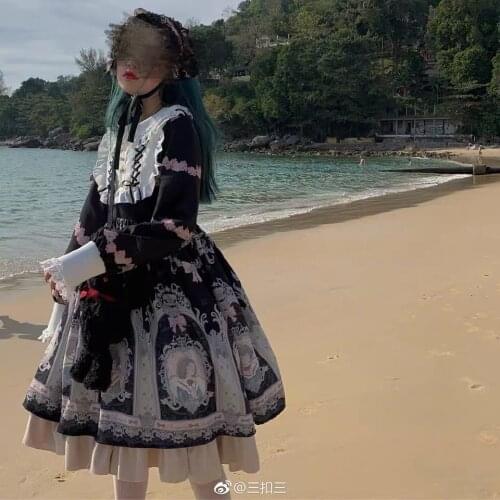 Royal fairy japanese style soft sister lolita dress female mori girls Shirayuki printed cute gown dress F1303 factory