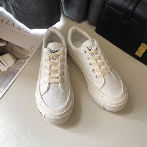 Womens Shoes 2021 New Fashion Platform Sneaekers Canvas Breathable Trendy Balck White Women Sport Shoes Autumn Sneakers