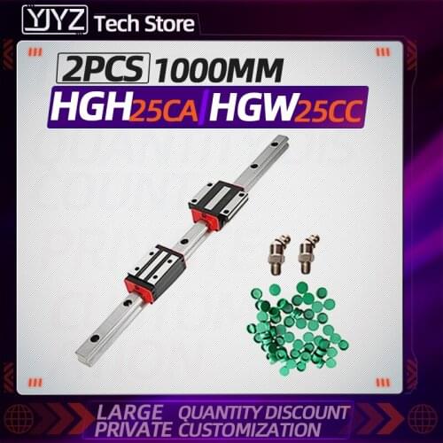 Linear Rail Guide 1pc 1000mm HGR25+2pcs HGH25CA/HGW25CC Linear Narrow/Flange carriges Sliding Block cnc parts