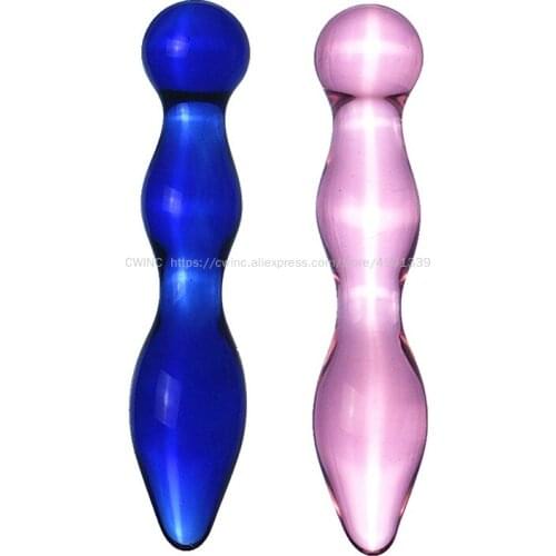 CW0179 Glass Beads Masturbator Anal Vaginal Self Comfort Massage Dildo