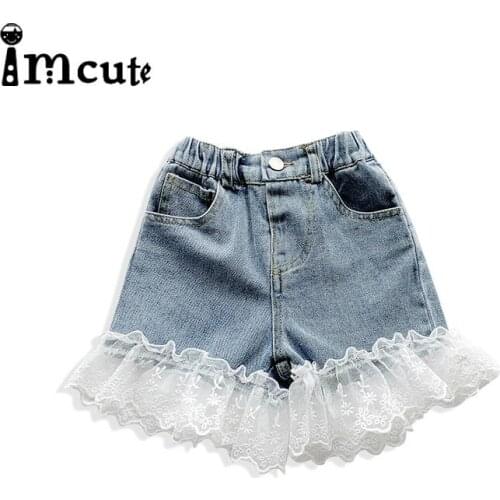 Imcute 2020 Fashion Shorts for girls cotton lace kids Trouser solid childrens skirt Denim spring autumn clothes Kids Jeans