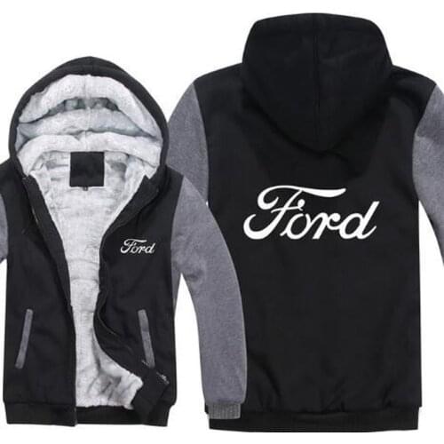 2020New High quality Ford Hoodies Jacket Winter Men Fashion Casual Wool Liner Fleece Ford Sweatshirts Pullover Man Coat