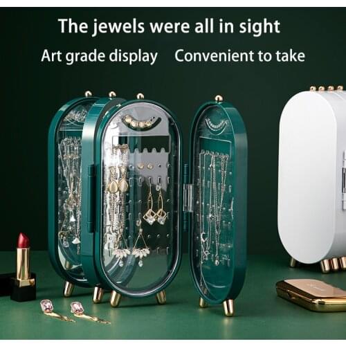 Plastic Storage Container Desk Organizer Jewelry Storage Box Folding Makeup Organizer шкатулка Transparent Ring Cabinet Box