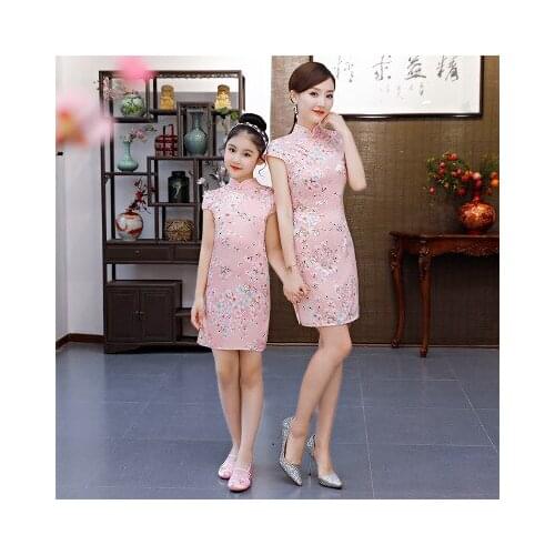 Mother Daughter Dresses Pink Sequined Heart Dress Big Sister Little Sister Clothes Fashion Unicorn Family Look Matching Outfit