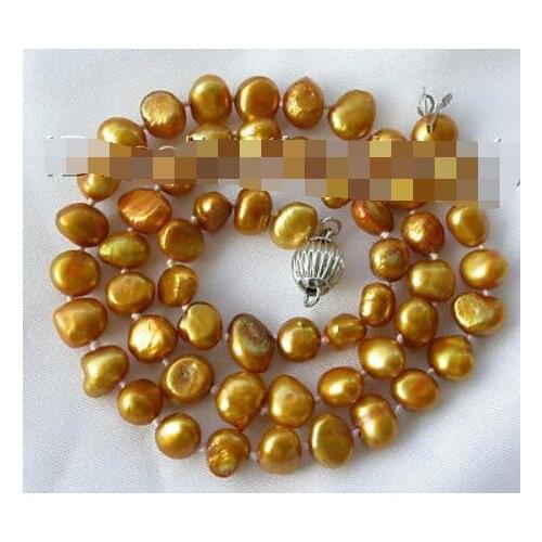 Stunning 8-9mm baroque coffee freshwater cultured pearl necklace m91