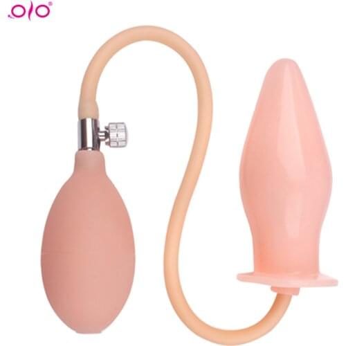 OLO Inflatable Anal Plug Soft Black Pump Up Air-filled Silicone Butt Plug Anal Dilator Anus Massager Sex Toy for Men Woman Gay