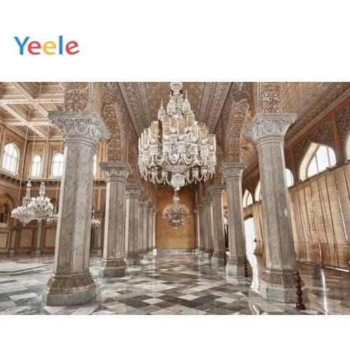 Yeele Luxury Palace Pattern Wall Pillars Chandelier Photography Backgrounds Customized Photographic Backdrops For Photo Studio