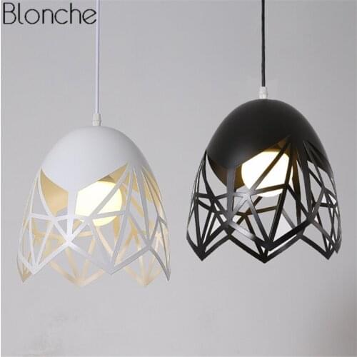 Nordic Hollow Bullet Pendant Lights Metal Hanglamp Loft Led Hanging Lamp for Dining Room Bedroom Kitchen Home Industrial Decor