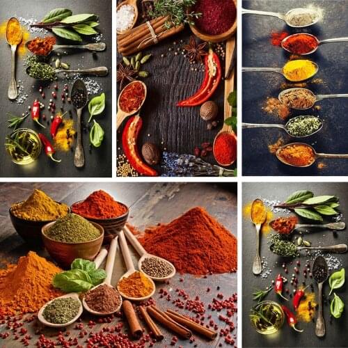 Modern Colorful Grains Spices Spoon Kitchen Food Posters and Prints Canvas Painting Wall Art Pictures for Kitchen Home Decor