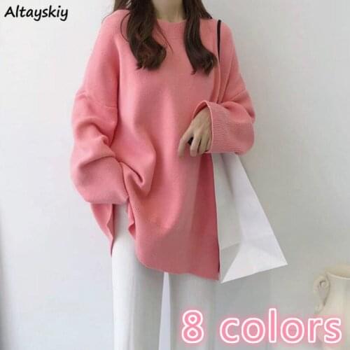 Sweaters Women 8 Colors O-Neck Leisure Basic College Trendy New Female Korean Style Popular Pure Pullovers Autumn 2020 Lovely