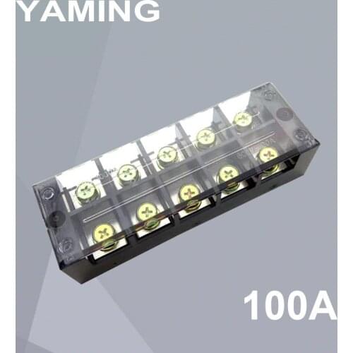 TBC-10005/TB-1005 Electric Current 100A 5P Connection Terminal Wire Connector with screws Covered Barrier [Copper]