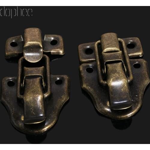 Dophee 4pcs Vintage Lock Antique Metal Jewelry Chest Box Gift Box Suitcase Case Buckles Toggle Hasp Latch Catch Clasp Furniture