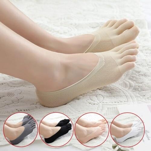 Women Summer Five-finger Toe Socks Female Ultrathin Funny Invisible Sokken with Silicone Anti-skid Breathable Anti-friction Sock