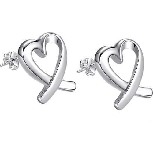 925 sterling silver temperament fashion wedding popular kelp earrings heart-shaped simple earrings wedding gift jewelry