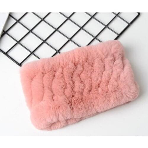 Rex Rabbit Fur Knitted Headbands Women Real Fur Neck Warmer Soft Collars Girls Natural Fur Ring Scarves Winter