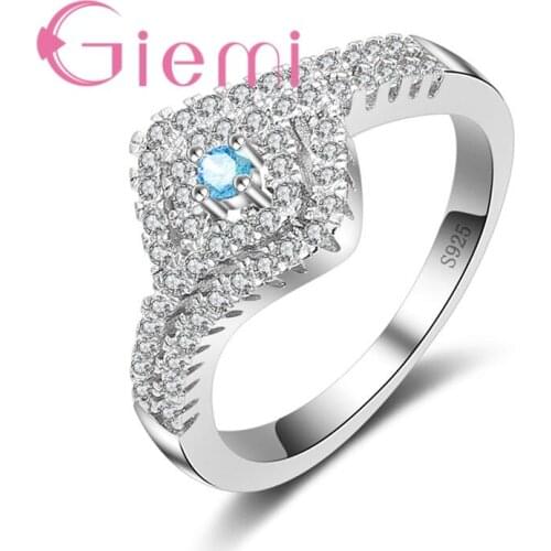 Free Shipping Solid 925 Sterling Silver Brand Jewelry Micro Inlaid Clear Cubic Zirconia Hot Women Gorgeous Finger Rings
