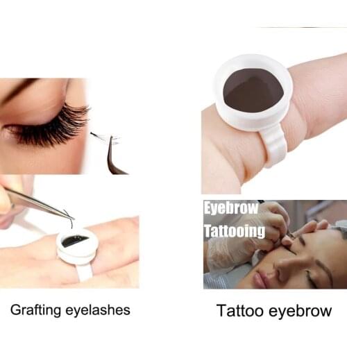 LASHPLUS 100 Pieces Disposable Pigment Round Glue Ring Cup Tattoo Ink Pallet Grafting Eyelash tools