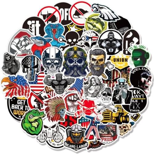 100PCS/Pack Safety Warning Graffiti Stickers For Laptop Notebook Skateboard Computer Luggage Car Skull Decal Sticker Toy